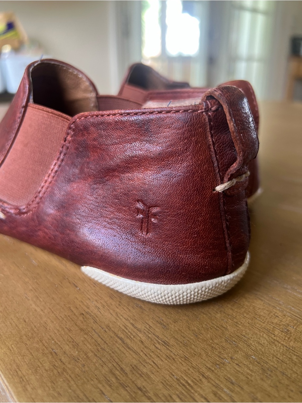 FRYE Melanie Chelsea Leather Slip On Sneaker Bootie Cognac Brown (7) - Picture 8 of 14